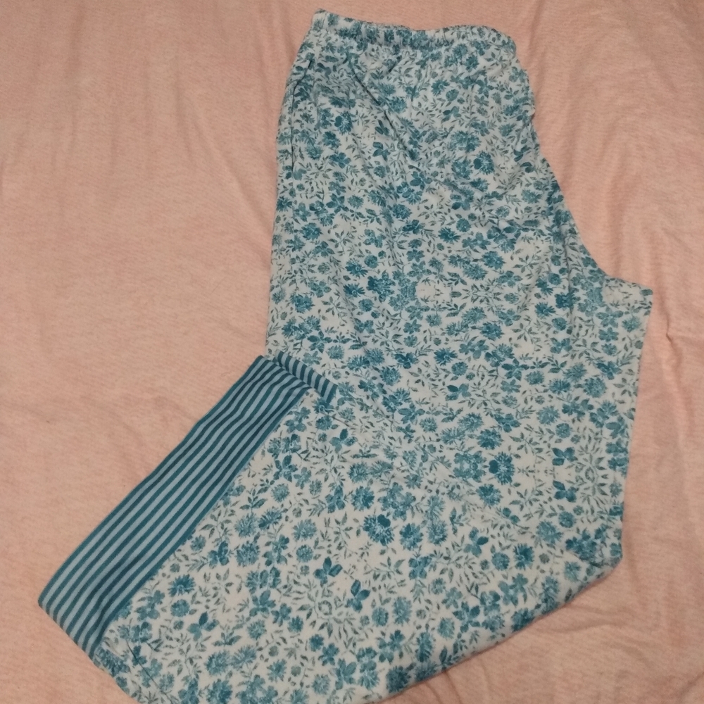 Floral Blue and White Pajama Pants